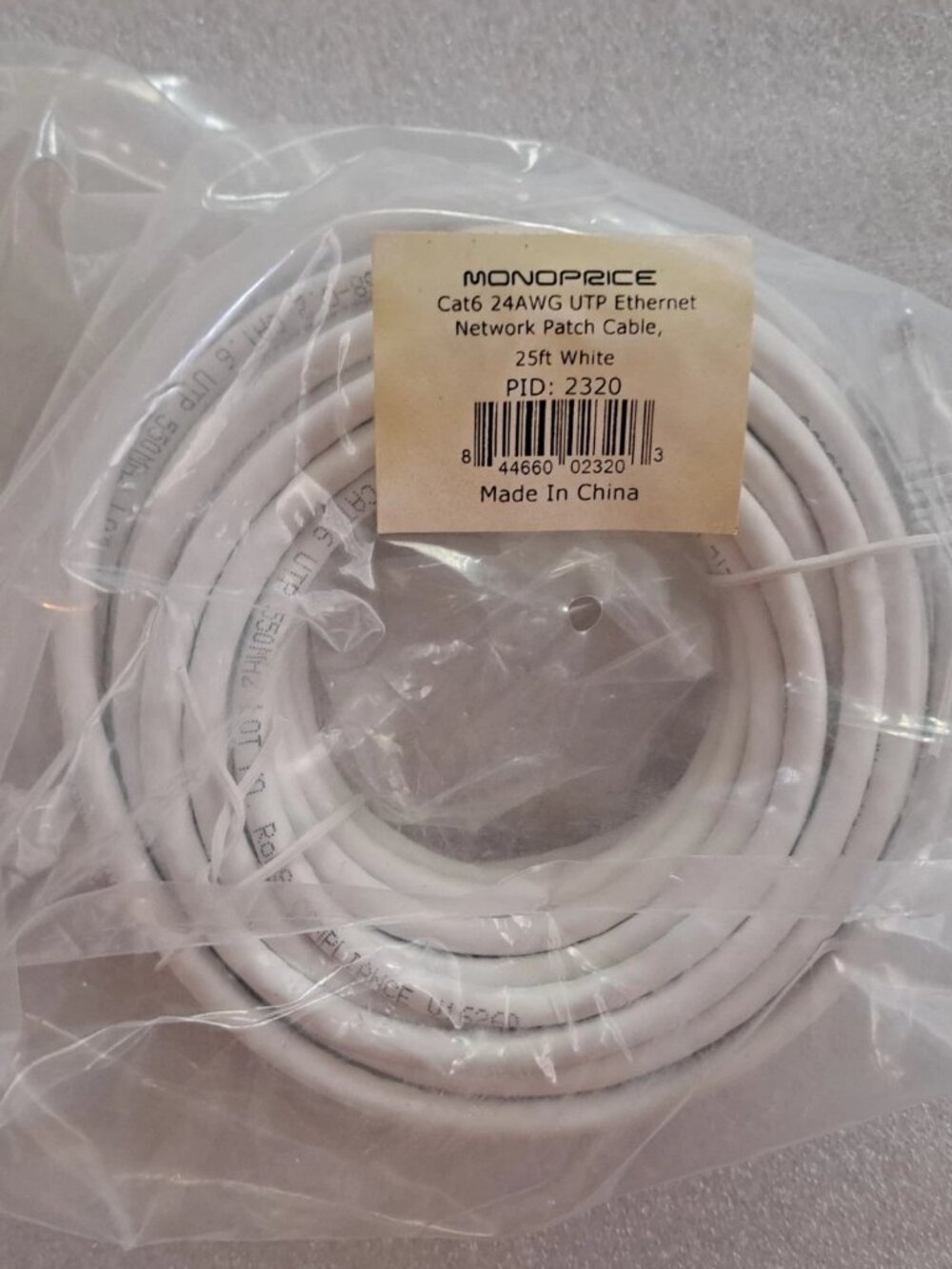 Monoprice 25ft 24AWG Cat6 500mhz Crossover Ethernet Bare Copper 2387
